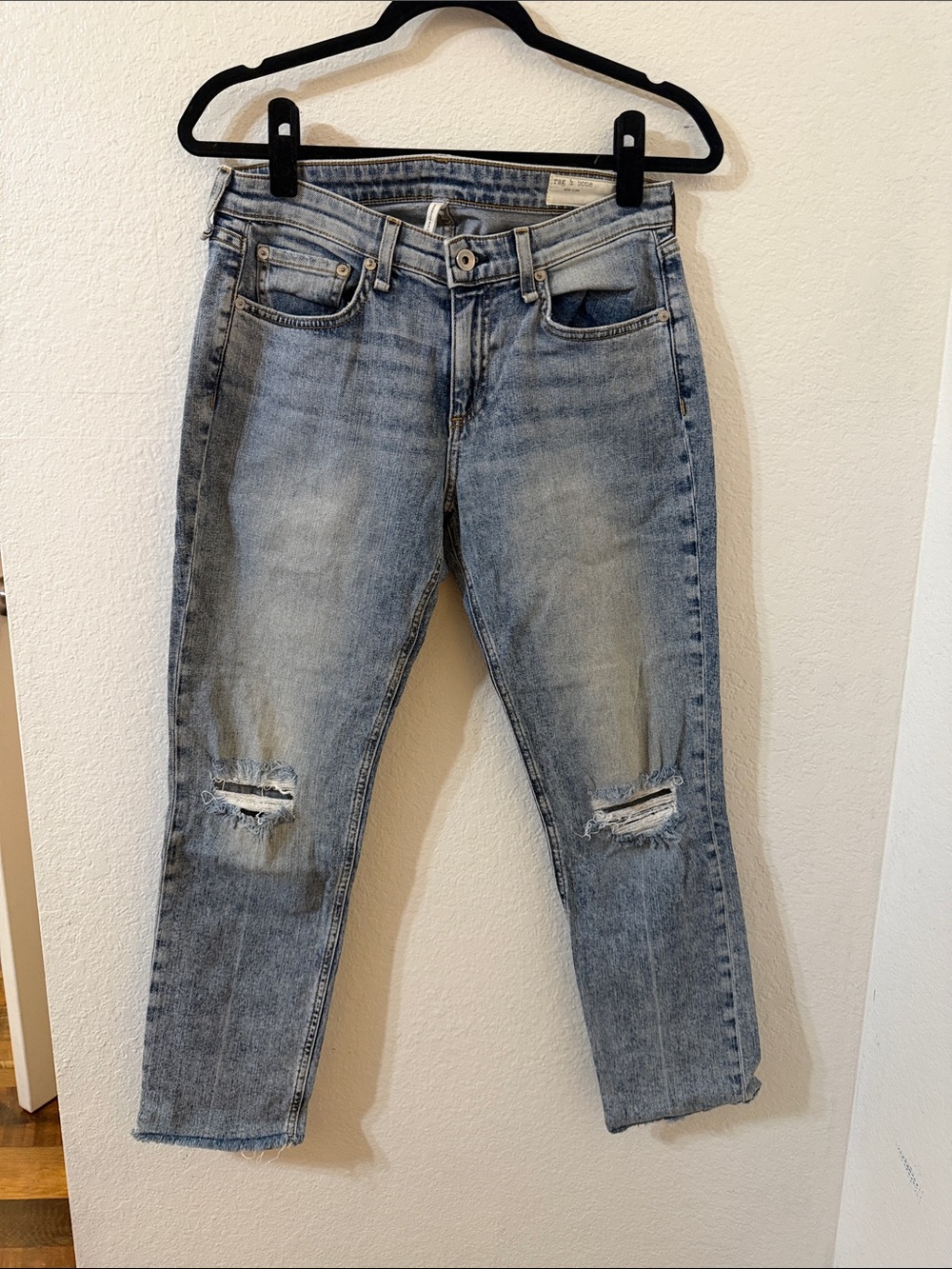 rag & bone Light Blue Distressed Boyfriend Jeans